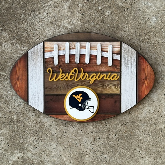 West Virginia Mountaineers (WVU) "FOOTBALL" Wood Decor Sign "Score a Touchdown" - Picture 7 of 8